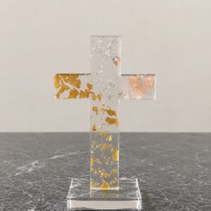 Cruz en acrílico con hoja oro-plata Cruz Resplandor