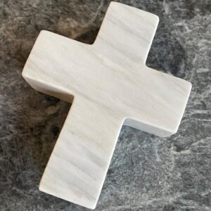 Cruz de Mármol Natural Blanco/Gris